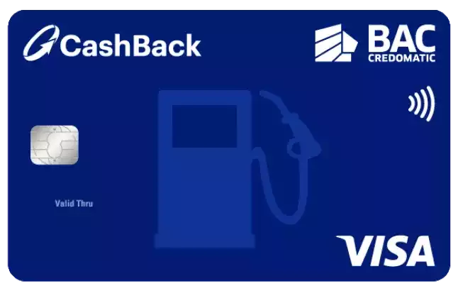 Tarjeta BACCredomatic, color azul, Cashback Gasolineras Visa