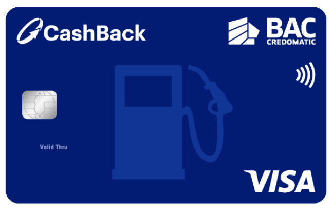 Tarjeta BACCredomatic, color azul, Cashback Gasolineras Visa