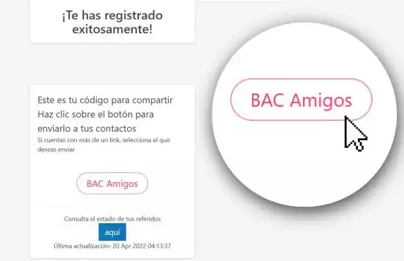 Registro exitoso de bac amigos