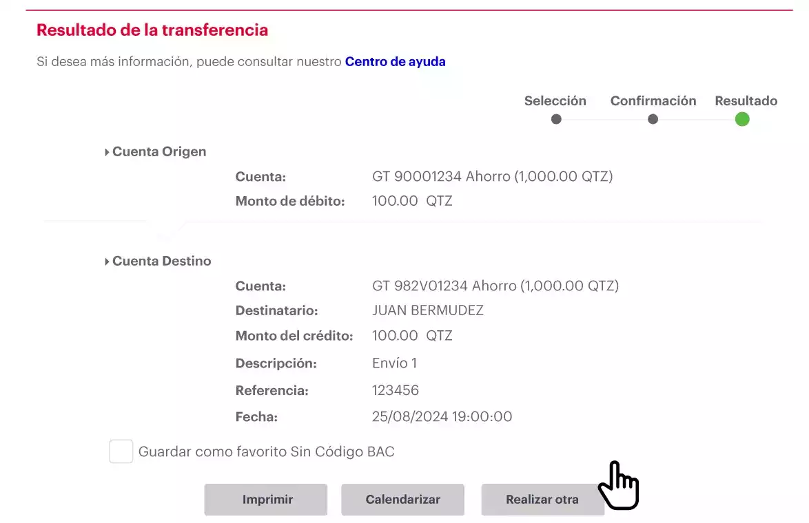 Resultado de la transferencia