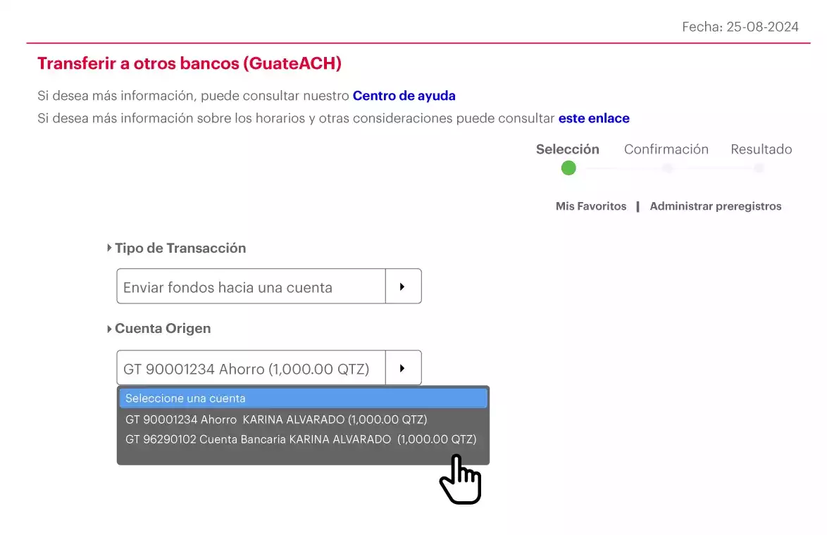 selección de cuenta