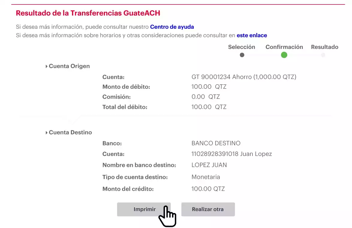 Comprobante transferencias ACH