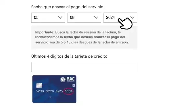 inserción de datos de tarjeta