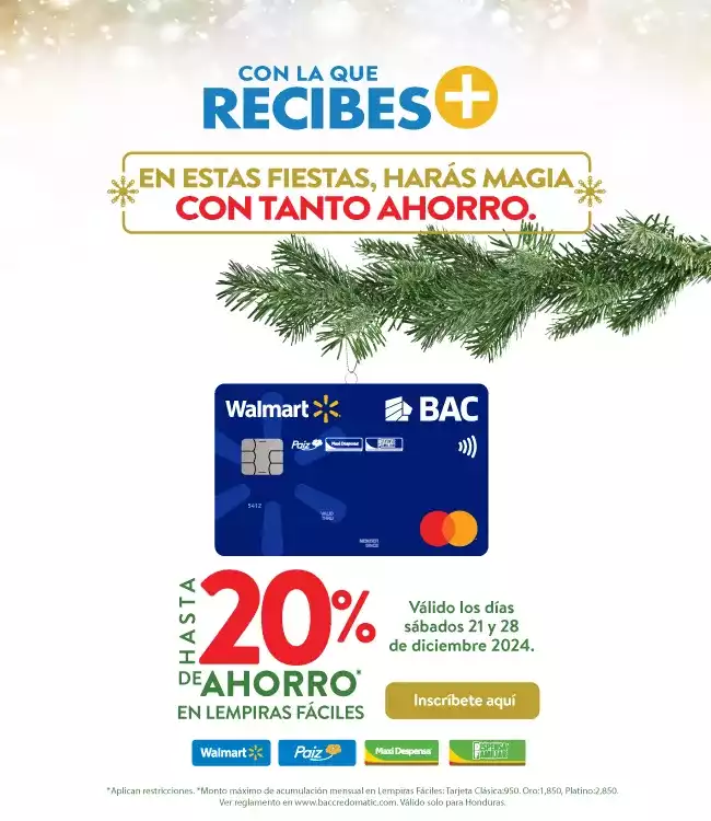 Hasta 20% de ahorro en Lempiras Fáciles*